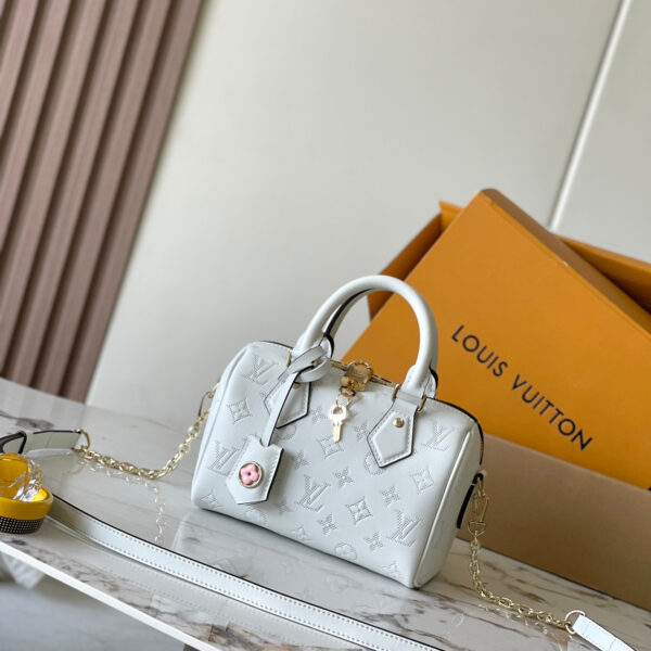 Speedy Ice Blue Embossed Calfskin 20CM