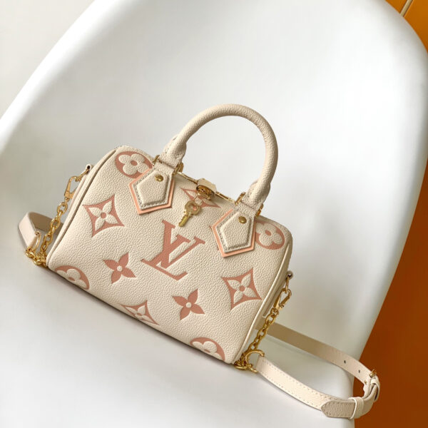 Speedy Cream White with Pink Monogram Leather 20CM