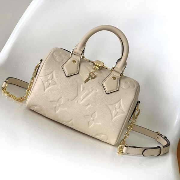 Speedy Cream White Embossed Leather 20CM