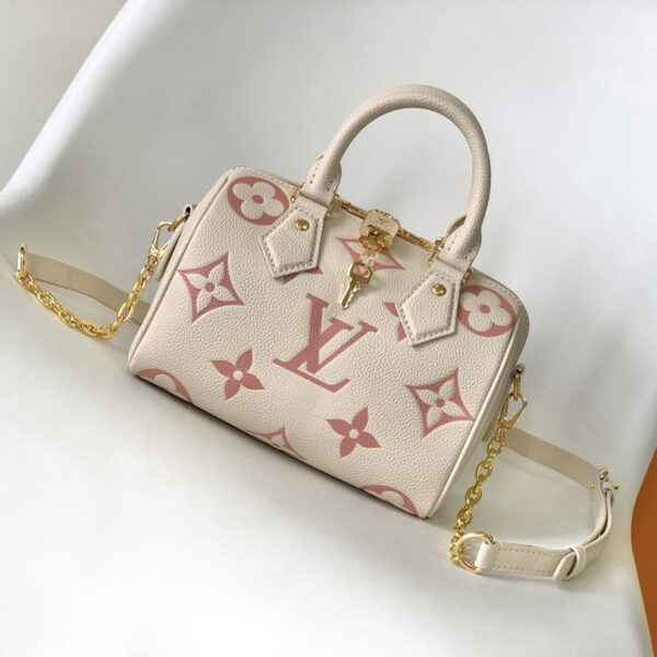 Speedy Cream Pink Embossed Leather 20CM
