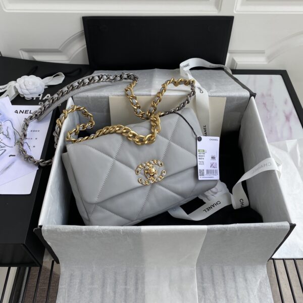 2.55 Collection Grey Lambskin with Gold Hardware 30CM