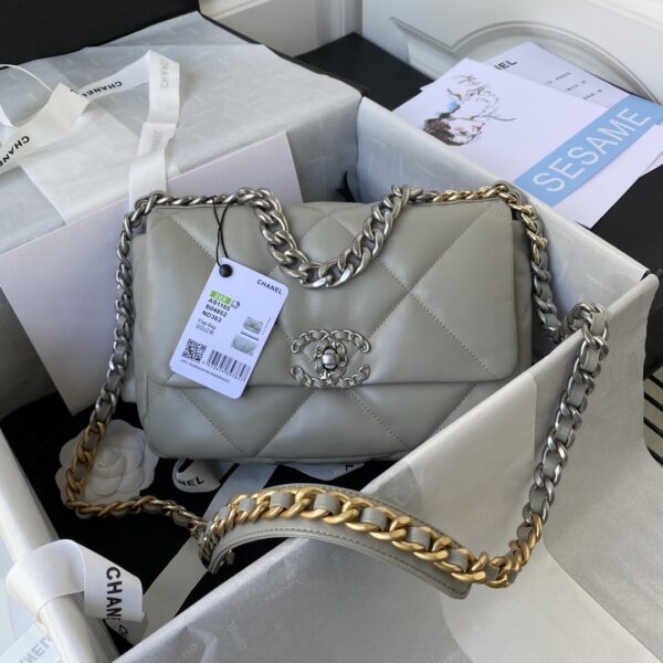 2.55 Collection Grey Lambskin with Silver Hardware 30CM