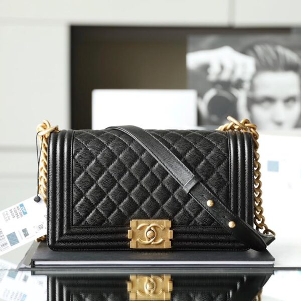 Upgraded LeBoy 25CM Black Caviar Calfskin with Gold Hardware – Chip Edition