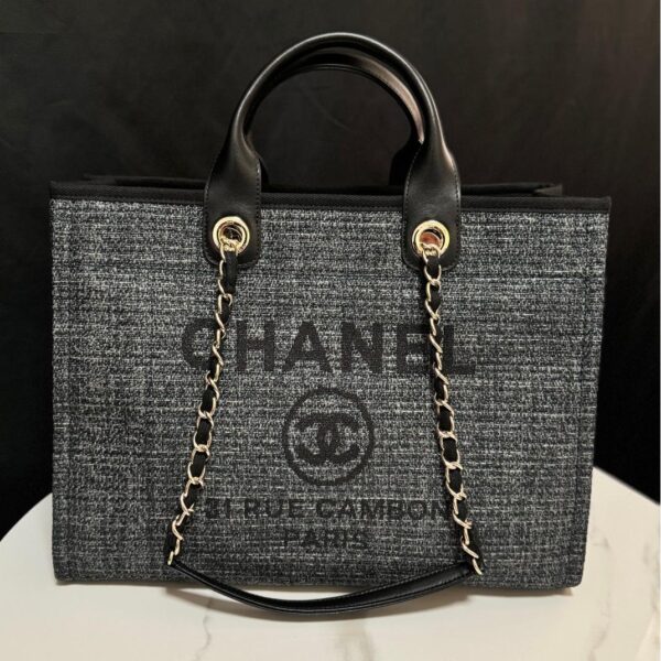 Deauville Tote Collection Dark Grey Canvas Combination 38CM