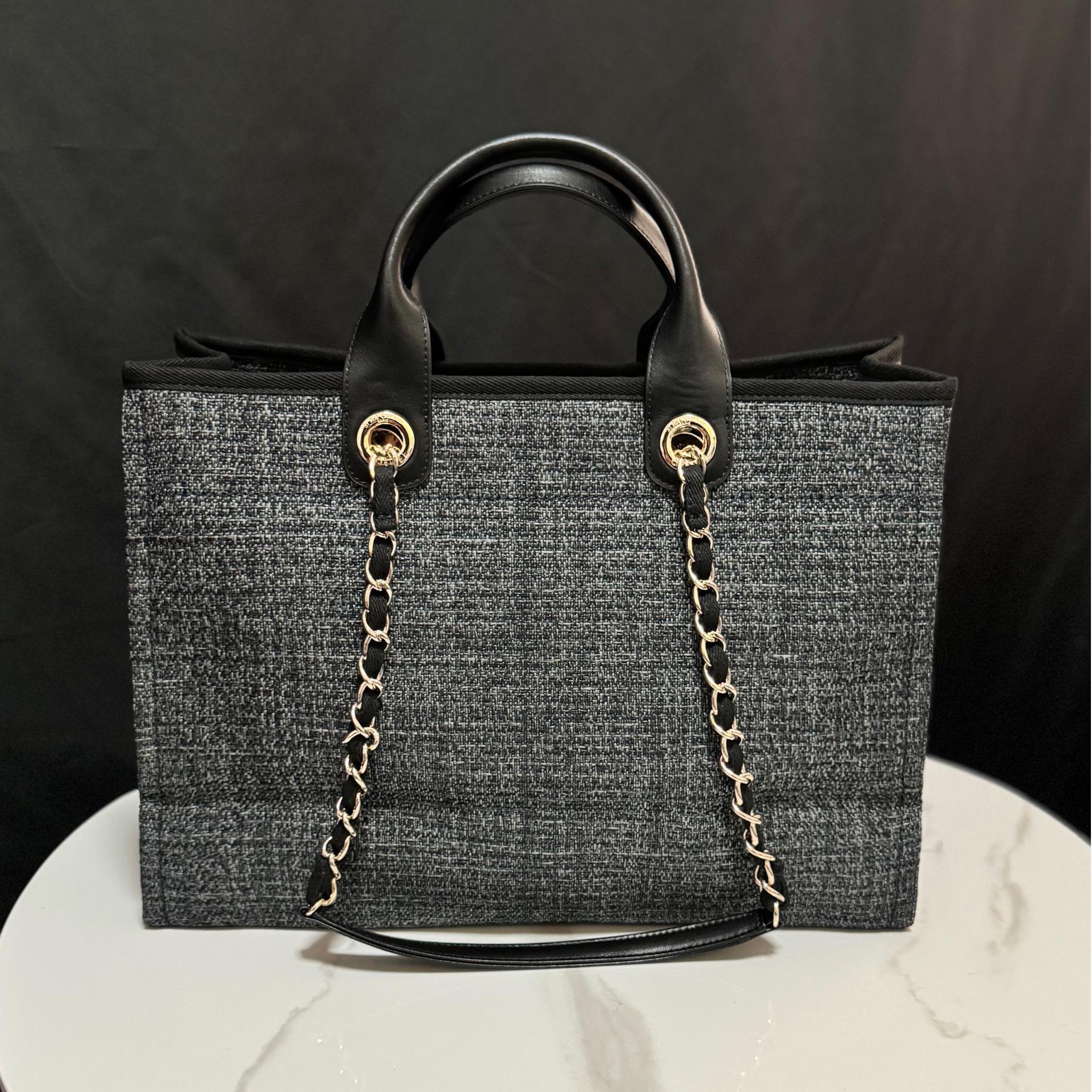 Deauville Tote Collection Dark Grey Canvas Combination 38CM - Image 2