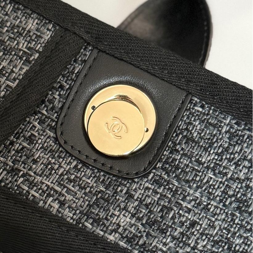 Deauville Tote Collection Dark Grey Canvas Combination 38CM - Image 4