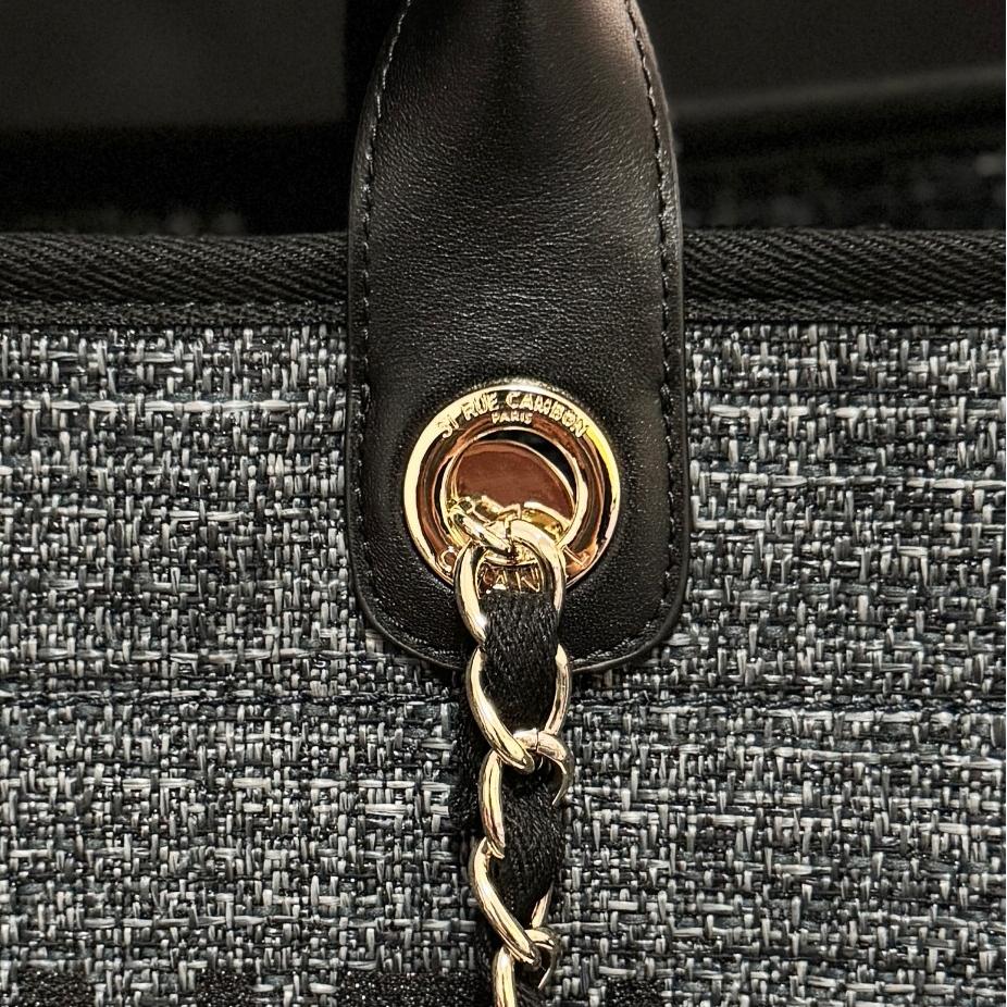 Deauville Tote Collection Dark Grey Canvas Combination 38CM - Image 5