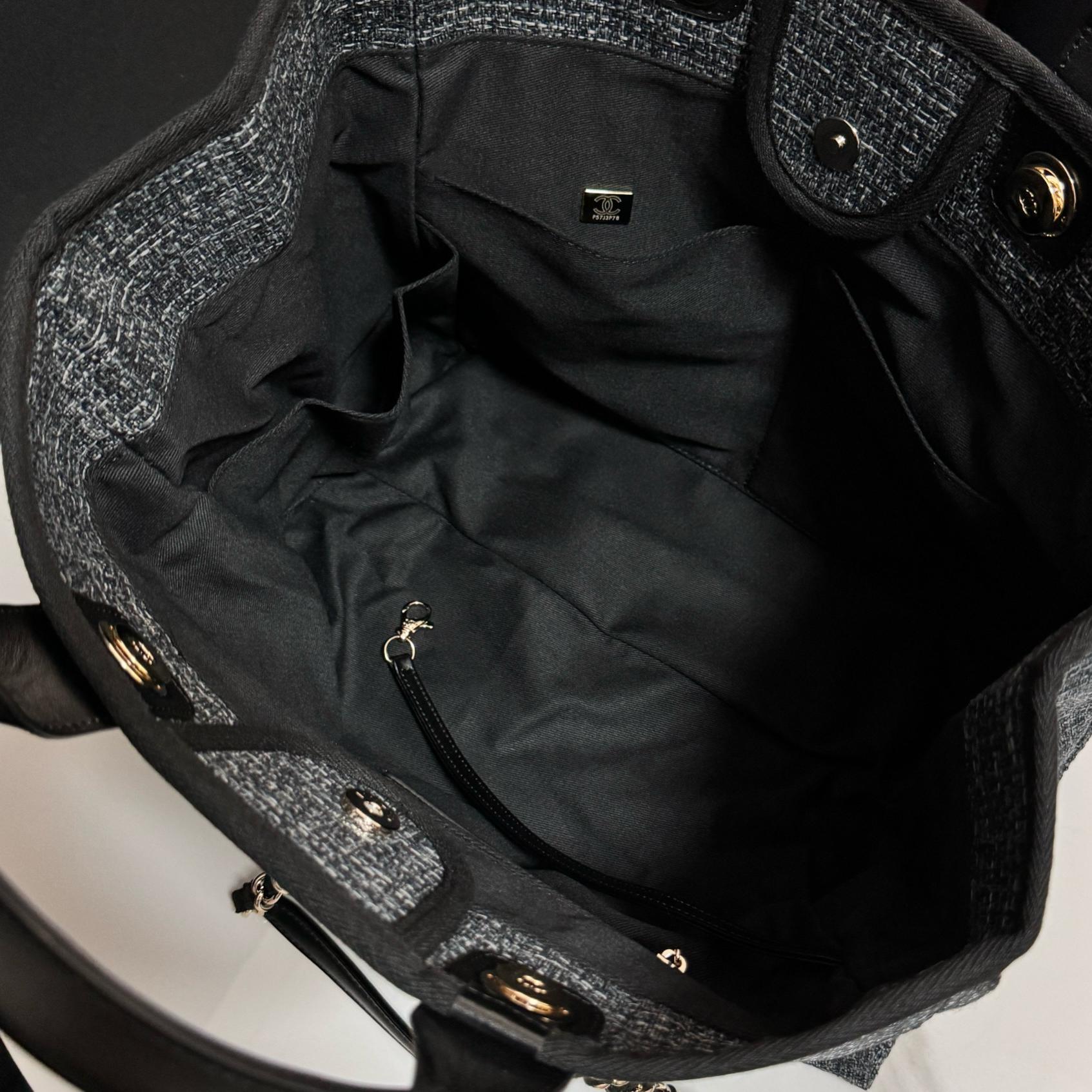 Deauville Tote Collection Dark Grey Canvas Combination 38CM - Image 8