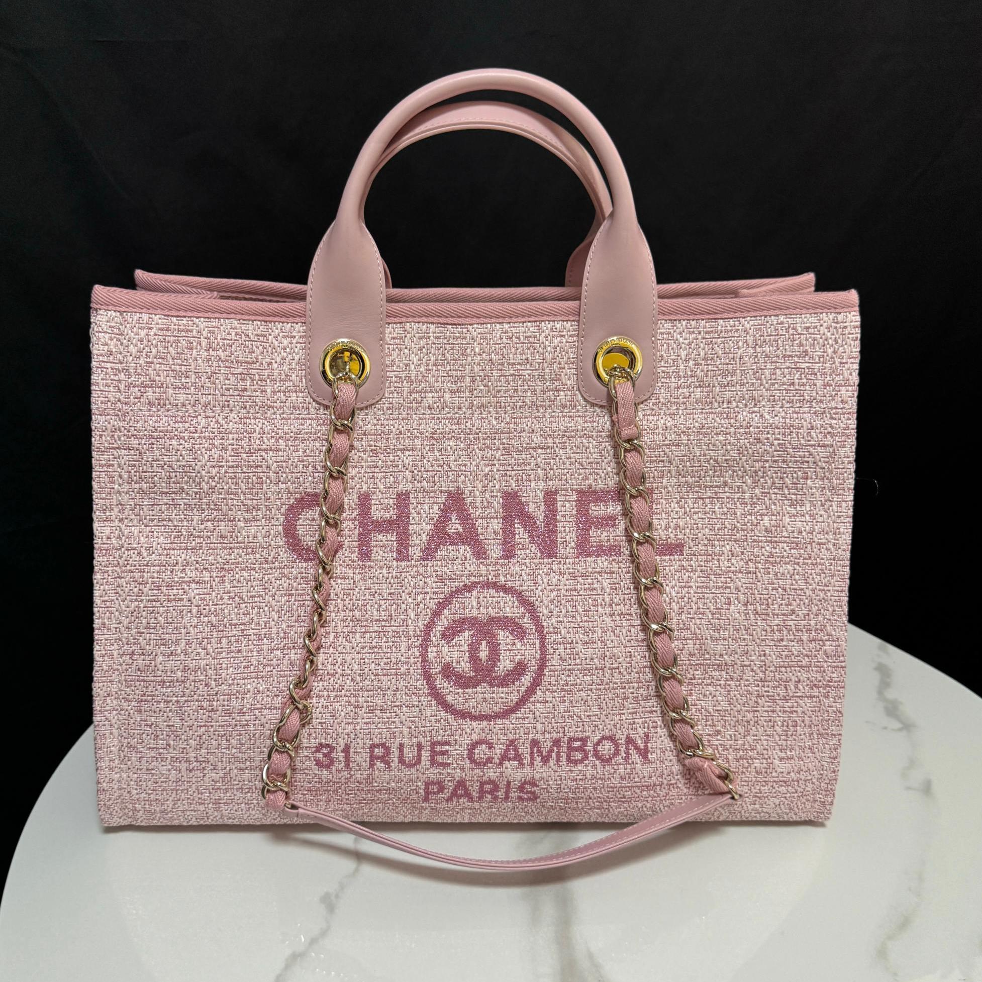 Deauville Tote Collection Light Pink Canvas Combination 38CM