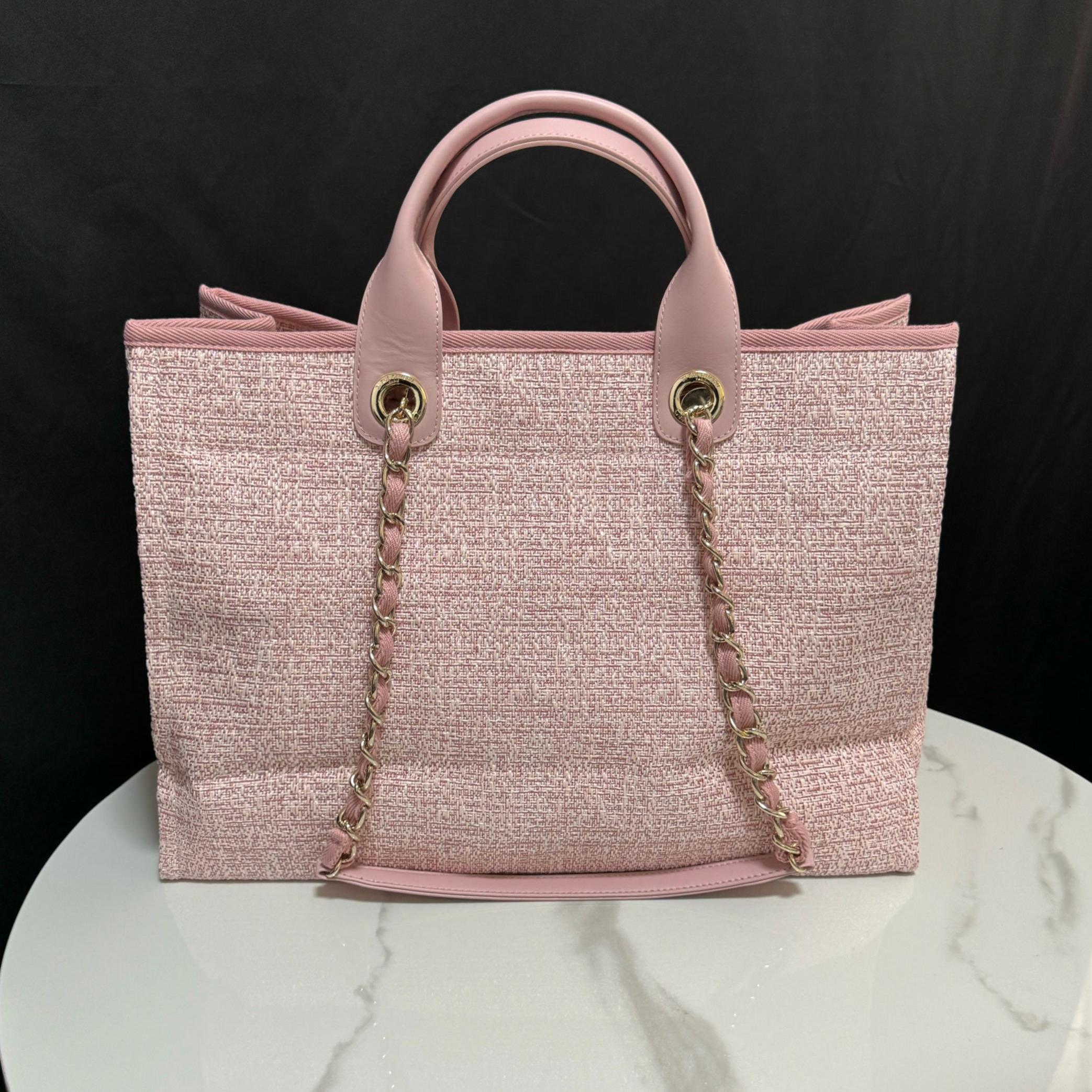 Deauville Tote Collection Light Pink Canvas Combination 38CM - Image 2