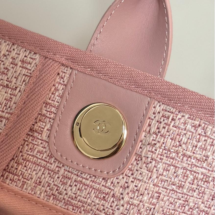 Deauville Tote Collection Light Pink Canvas Combination 38CM - Image 4