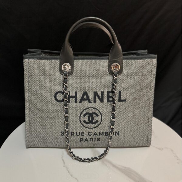 Deauville Tote Collection Dark Grey-Green Canvas Combination 38CM