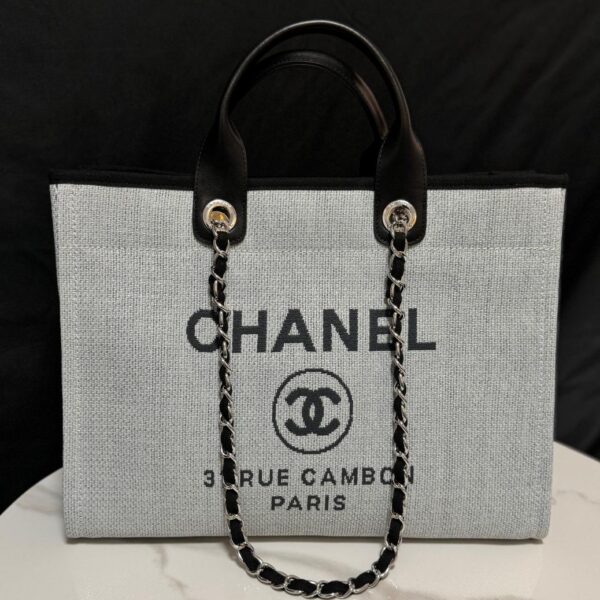 Deauville Tote Collection Light Grey Canvas Combination 38CM