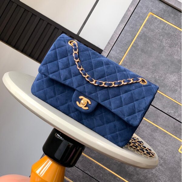 2.55 Reissue Collection Blue Suede with Gold Hardware 30CM