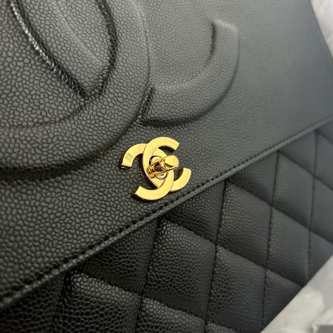 Upgraded Classic Flap Bag 33CM in Black Caviar Calfskin with Lambskin Interior and Gold Hardware - Image 7