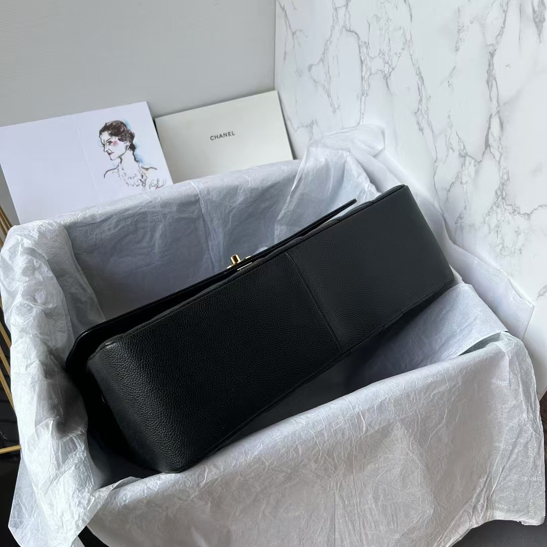 Upgraded Classic Flap Bag 33CM in Black Caviar Calfskin with Lambskin Interior and Gold Hardware - Image 3