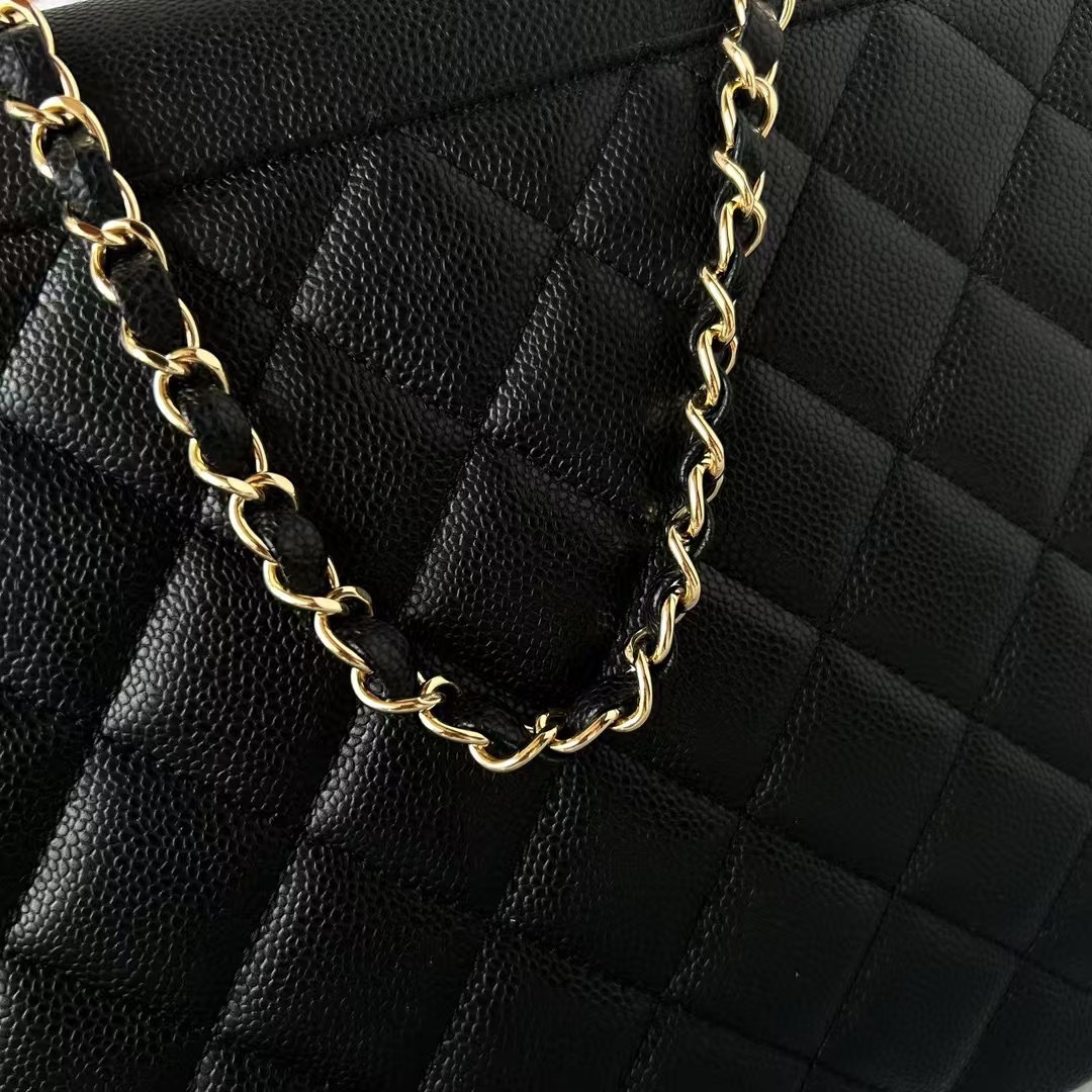Upgraded Classic Flap Bag 33CM in Black Caviar Calfskin with Lambskin Interior and Gold Hardware - Image 6
