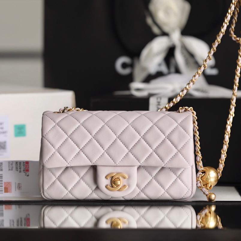 Classic Flap Lambskin Shoulder Bag in Soft Pink with Vintage Gold Ball Detail, 20cm Premium Upgrade