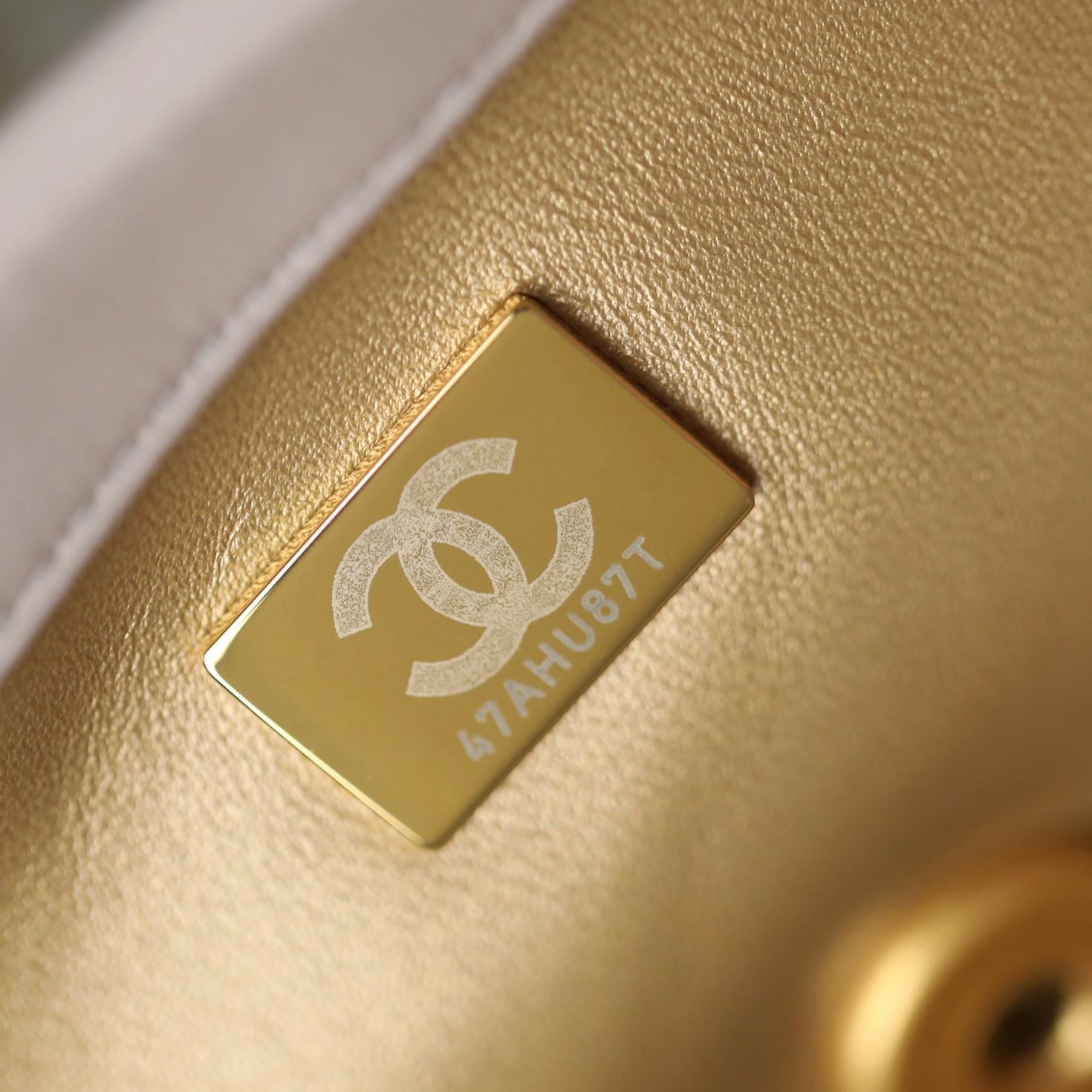 Classic Flap Lambskin Shoulder Bag in Soft Pink with Vintage Gold Ball Detail, 20cm Premium Upgrade - Image 9