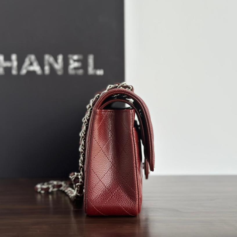 Upgraded Classic Flap Bag 25CM in Burgundy Caviar Calfskin Exterior & Lambskin Interior with Silver Hardware - Image 4