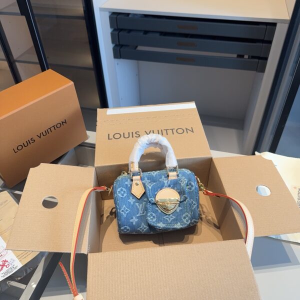 LV Speedy Nano in Vintage Denim Monogram – Mini Top Handle Bag 16cm