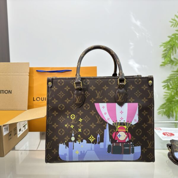 Colorblock Onthego Monogram Tote Bag – Large Canvas Shopper 36cm
