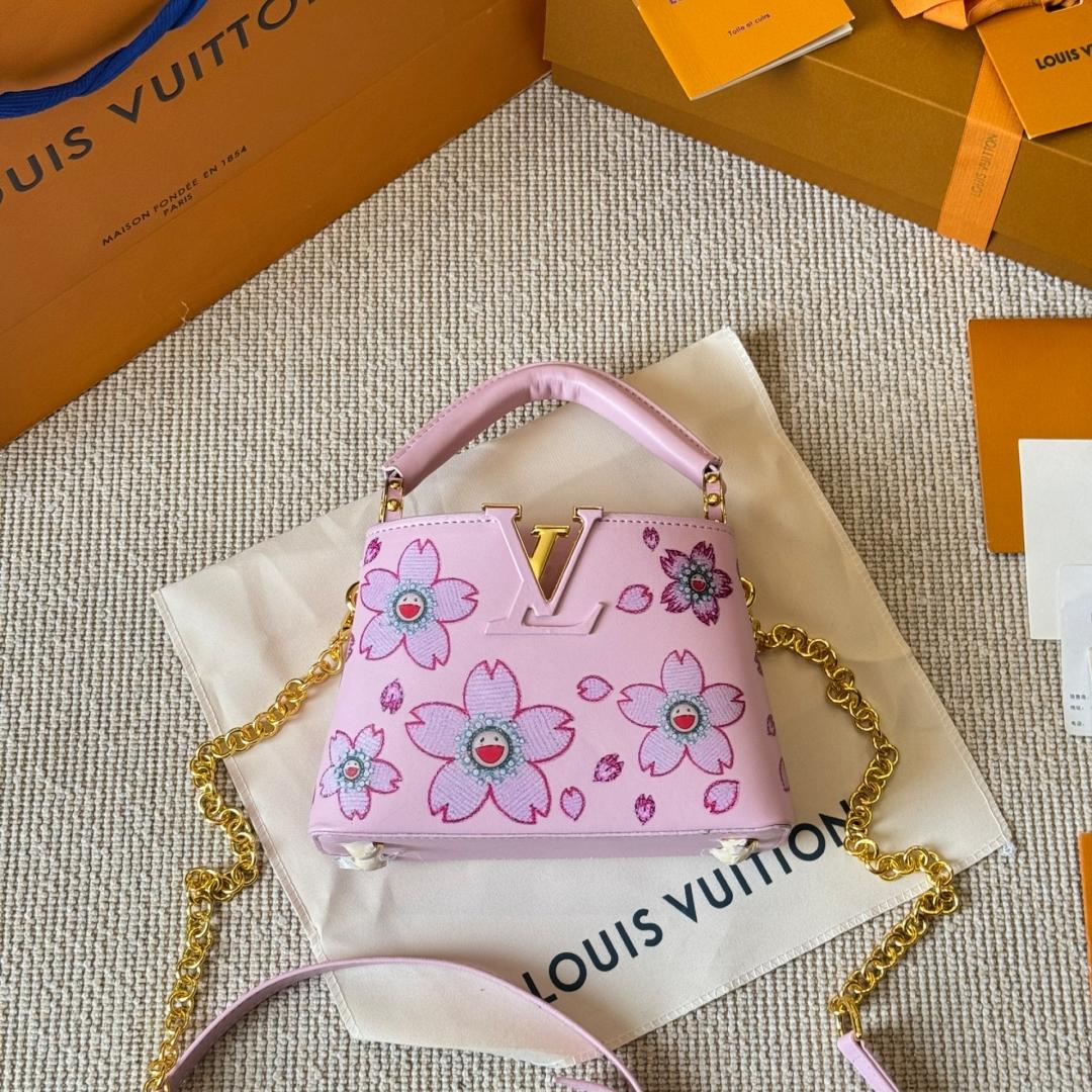 Louis Vuitton Capucines Pink Sakura Print Bag – Limited Edition Top Handle 20CM/27CM - Image 3