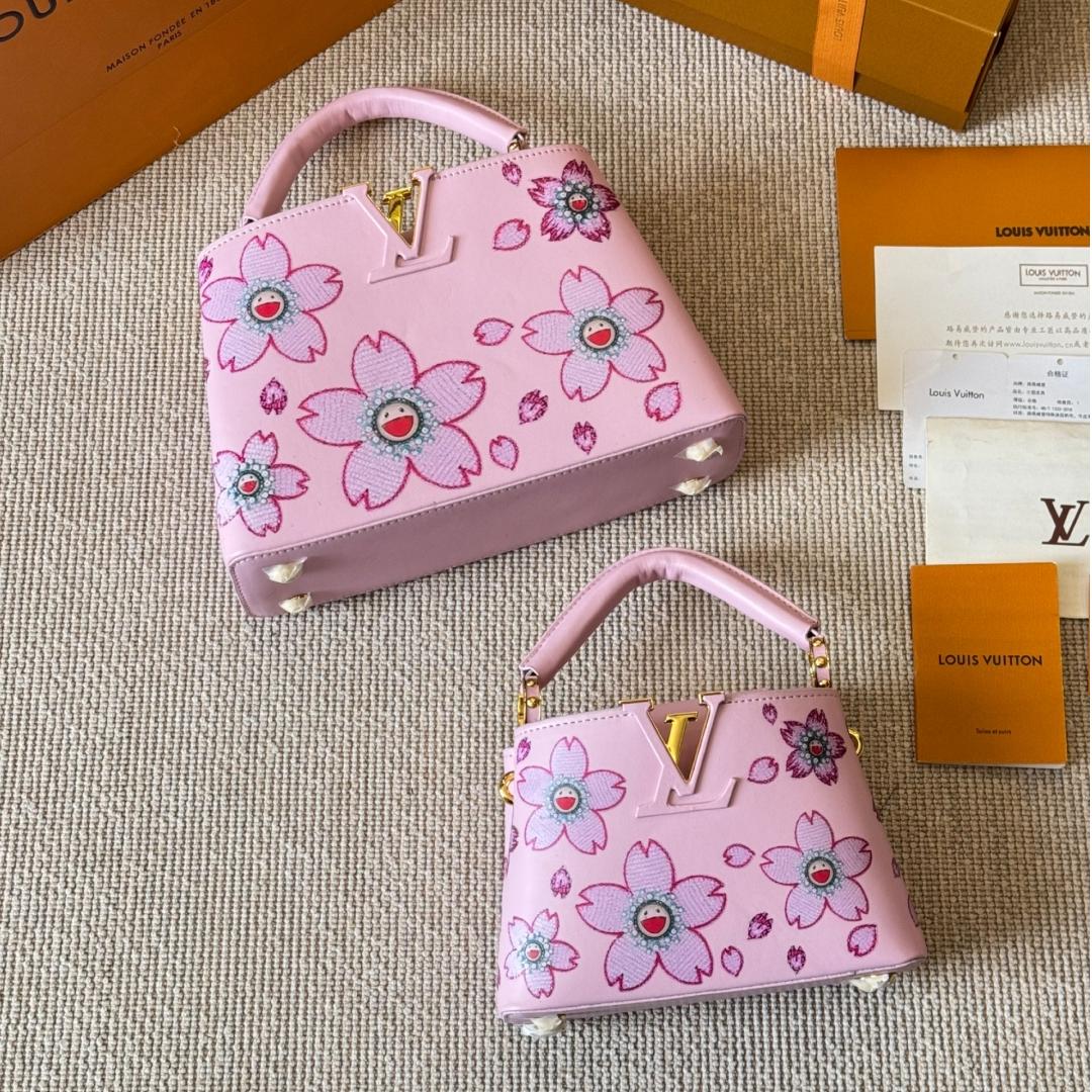 Louis Vuitton Capucines Pink Sakura Print Bag – Limited Edition Top Handle 20CM/27CM - Image 4