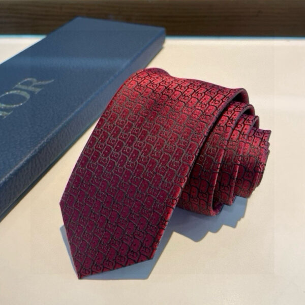 Dior Red Silk Tie with Signature CD Jacquard Pattern