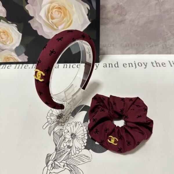Luxury Bow Pattern Hair Accessory Set – Satin Headband & Scrunchie Duo