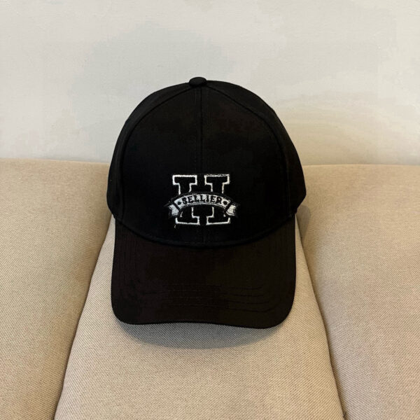 HERMÈS Black “H Sellier” Embroidered Baseball Cap in Signature Cotton Twill