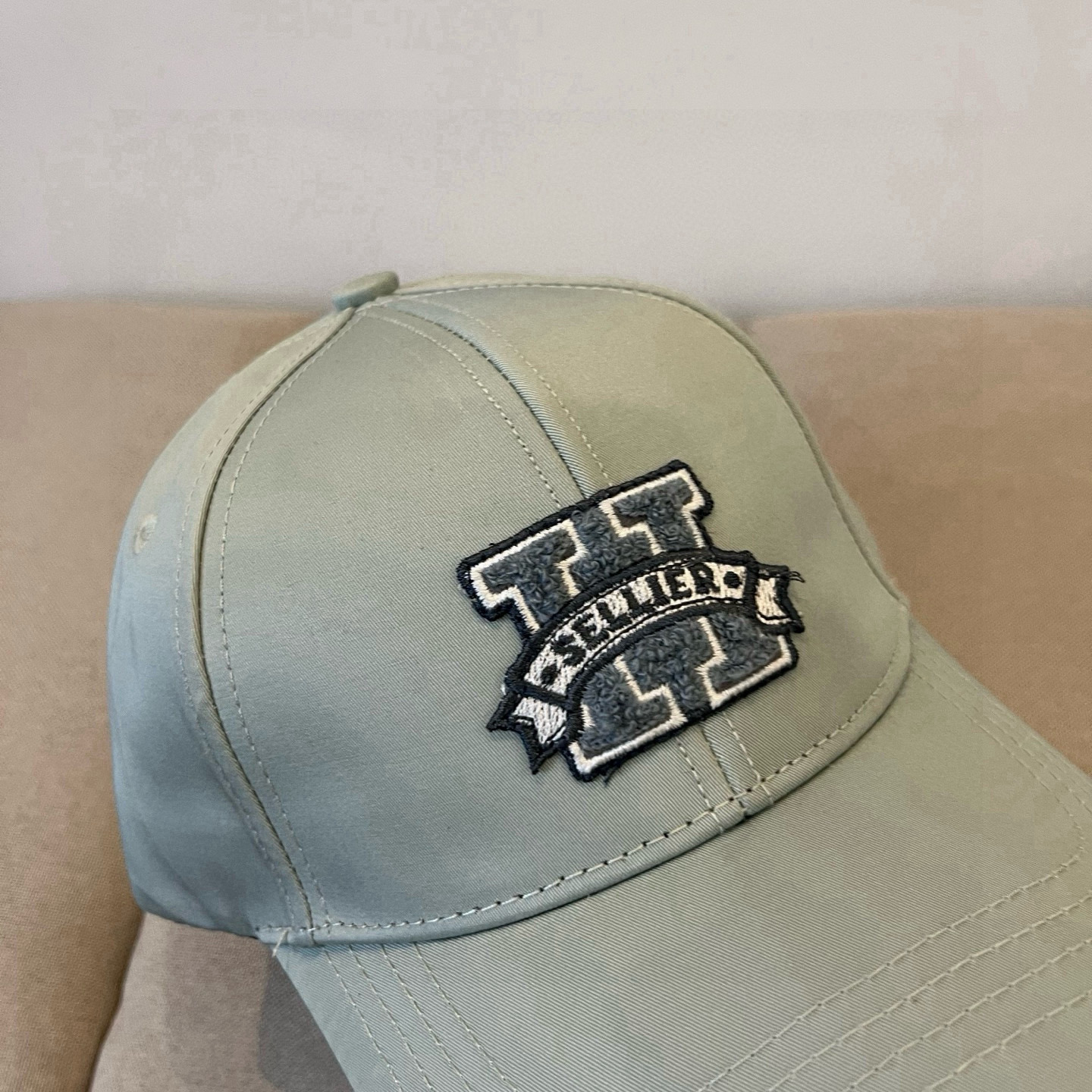 HERMÈS Sage Green Varsity “H” Baseball Cap in Classic Cotton Twill - Image 2