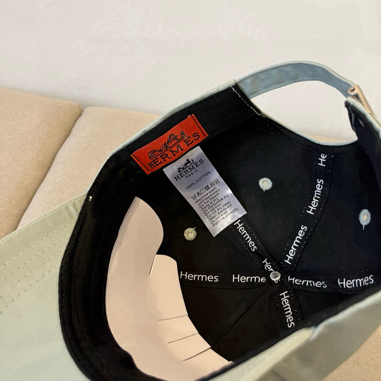 HERMÈS Sage Green Varsity “H” Baseball Cap in Classic Cotton Twill - Image 8