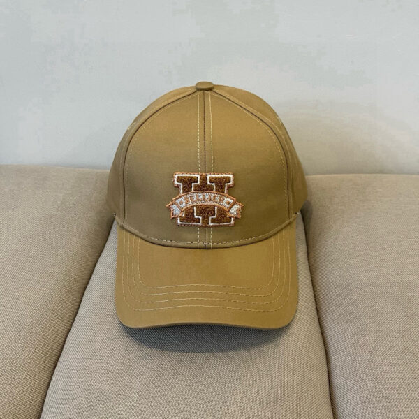 HERMÈS Khaki Embroidered “H” Baseball Cap in Heritage Varsity Style