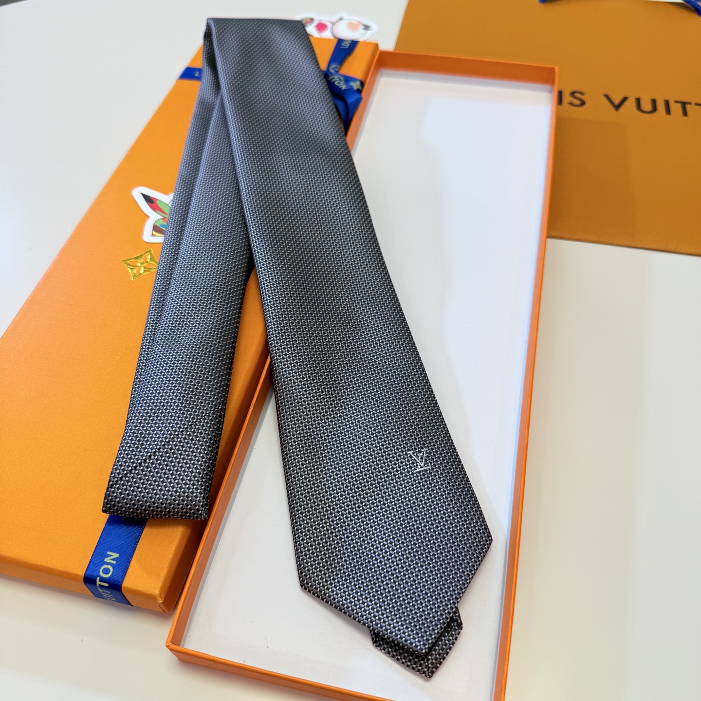 Luxury Woven Silk Tie with Subtle LV Monogram – Business Elegance Redefined - Image 3