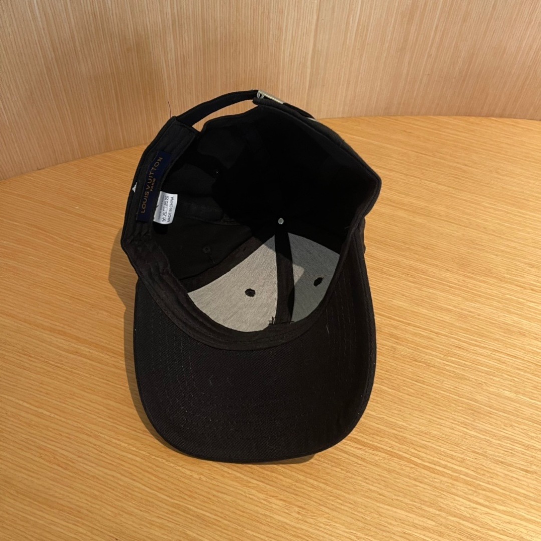 Black Rhinestone Baseball Cap with LV-Inspired Logo Accent - Image 9