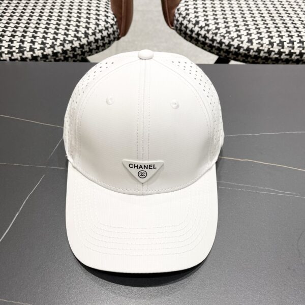 CHANEL 2025 White Airflow Baseball Cap with Triangular Logo Badge