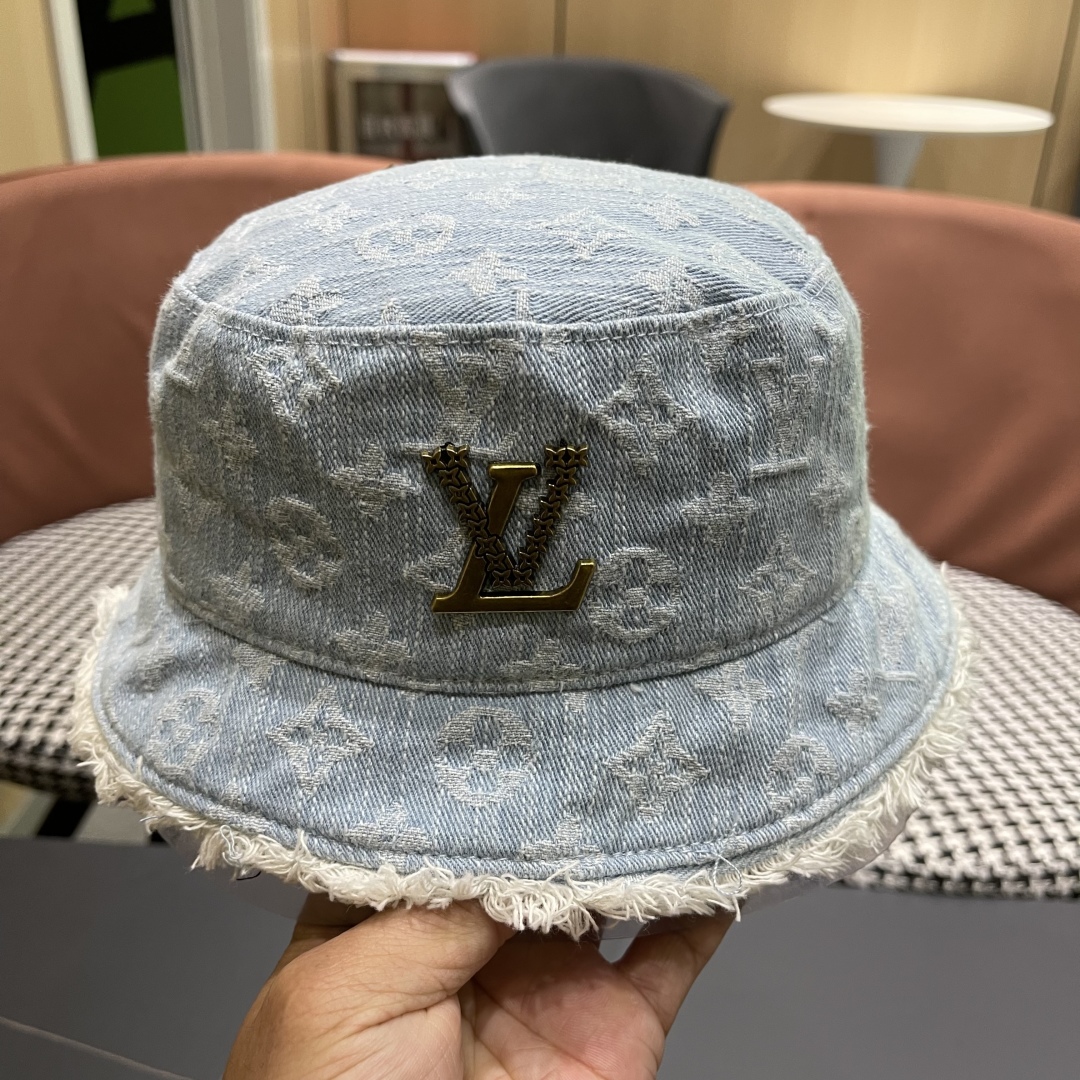 Louis Vuitton Monogram Denim Bucket Hat – Lightweight Jacquard Icon with Frayed Brim - Image 5