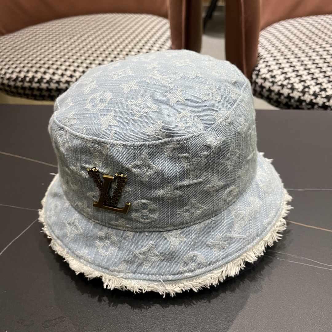 Louis Vuitton Monogram Denim Bucket Hat – Lightweight Jacquard Icon with Frayed Brim - Image 9