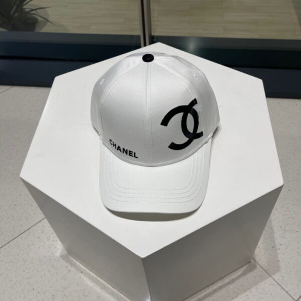CHANEL Ivory White Embroidered Logo Baseball Cap in Cotton Twill