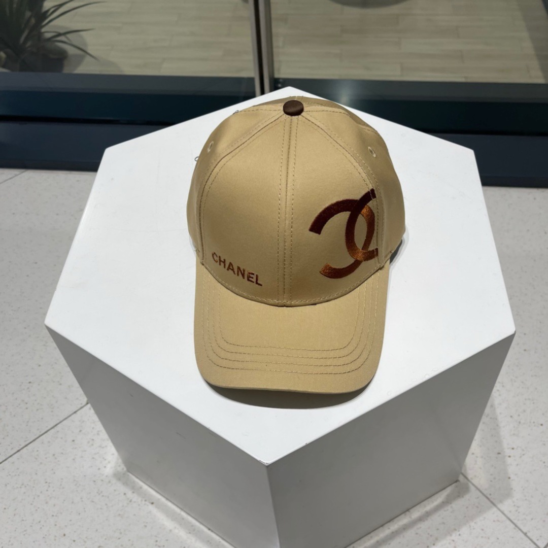 CHANEL Classic Embroidered Logo Baseball Cap in Caramel Khaki