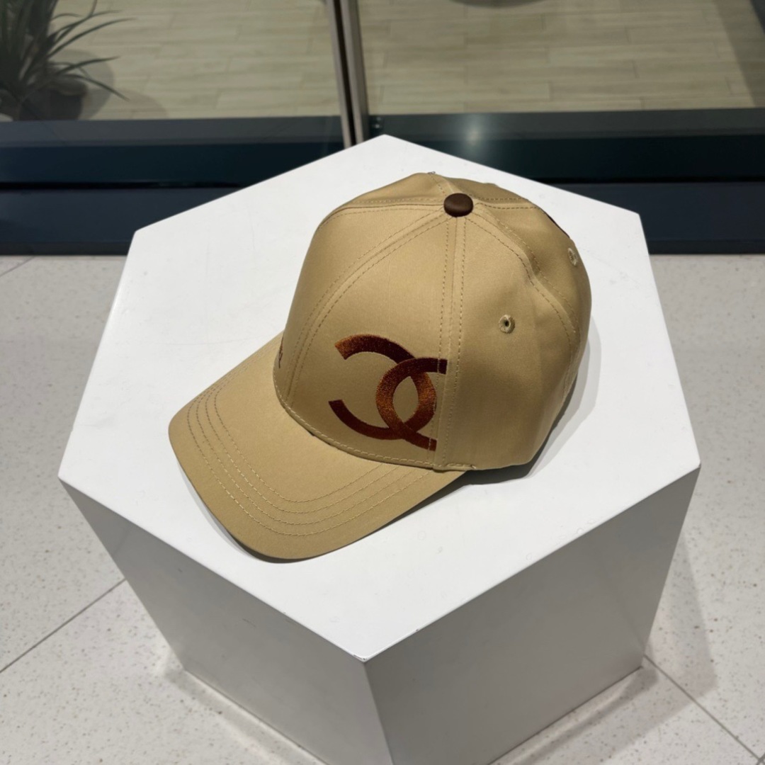 CHANEL Classic Embroidered Logo Baseball Cap in Caramel Khaki - Image 3