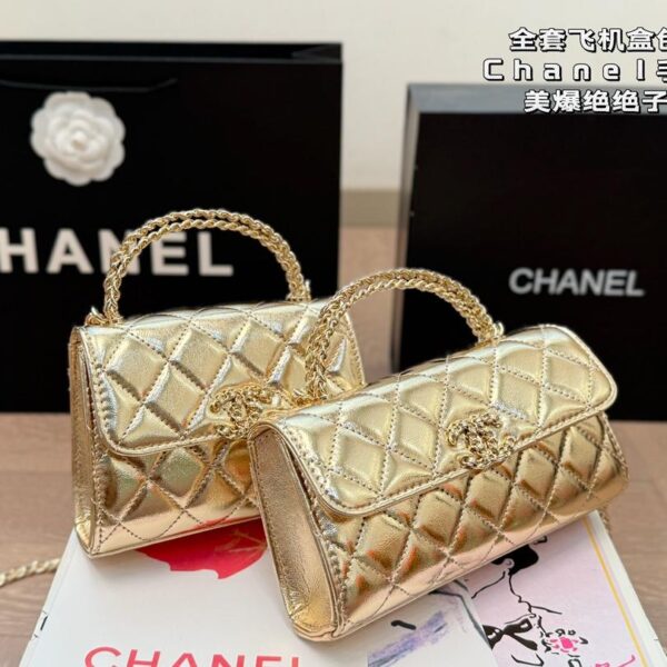 Metallic Gold Quilted Mini Top Handle Bag – 2 Sizes Available