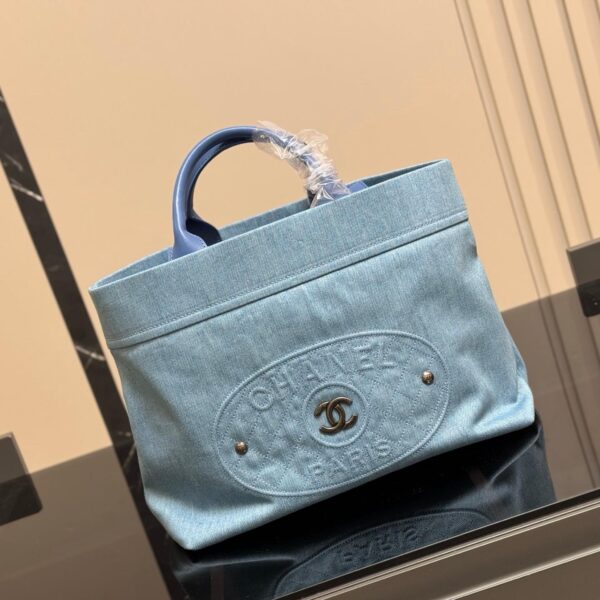 Washed Denim Beach Tote Bag – 35cm