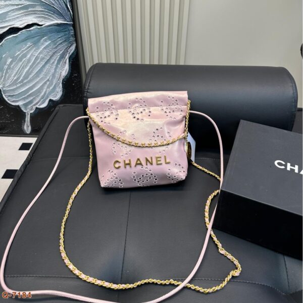 Pink Eyelet Mini Leather Bag – Playful with a Twist 20CM