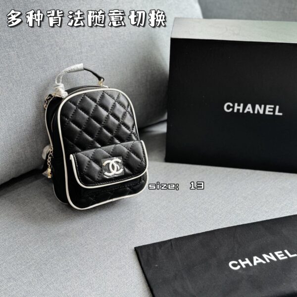 Mini Quilted Convertible Backpack – Enamel Logo  20cm