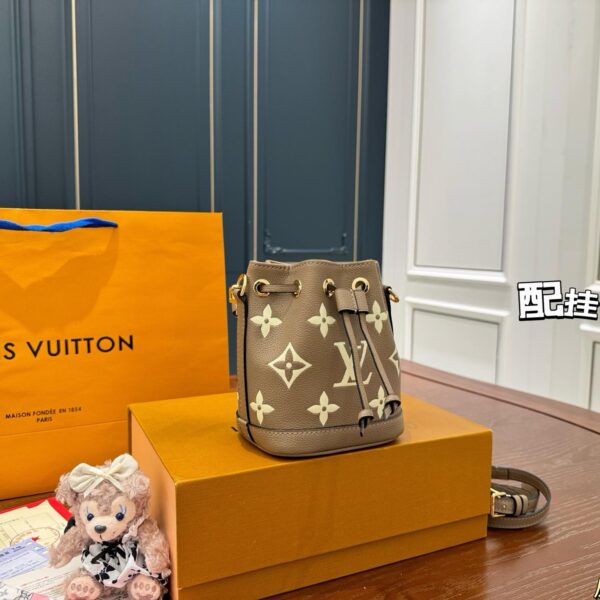 Louis Vuitton Nano Bucket Bag – Monogram Leather Mini Drawstring 16CM