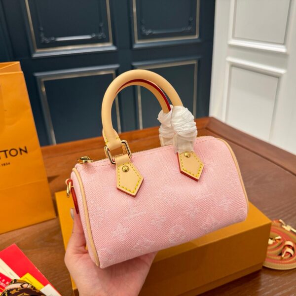 Louis Vuitton Nano Speedy Bag – Washed Pink Denim Mini Tote 16CM