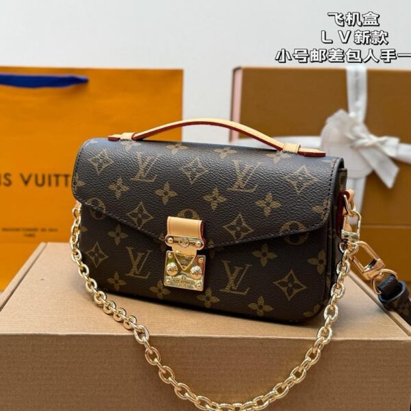 LV Mini Monogram Crossbody Bag with Gold Chain – 21cm