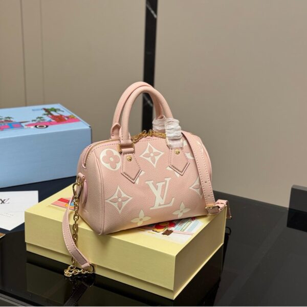 LV Speedy 20 Monogram Empreinte Leather Mini Satchel – Pink
